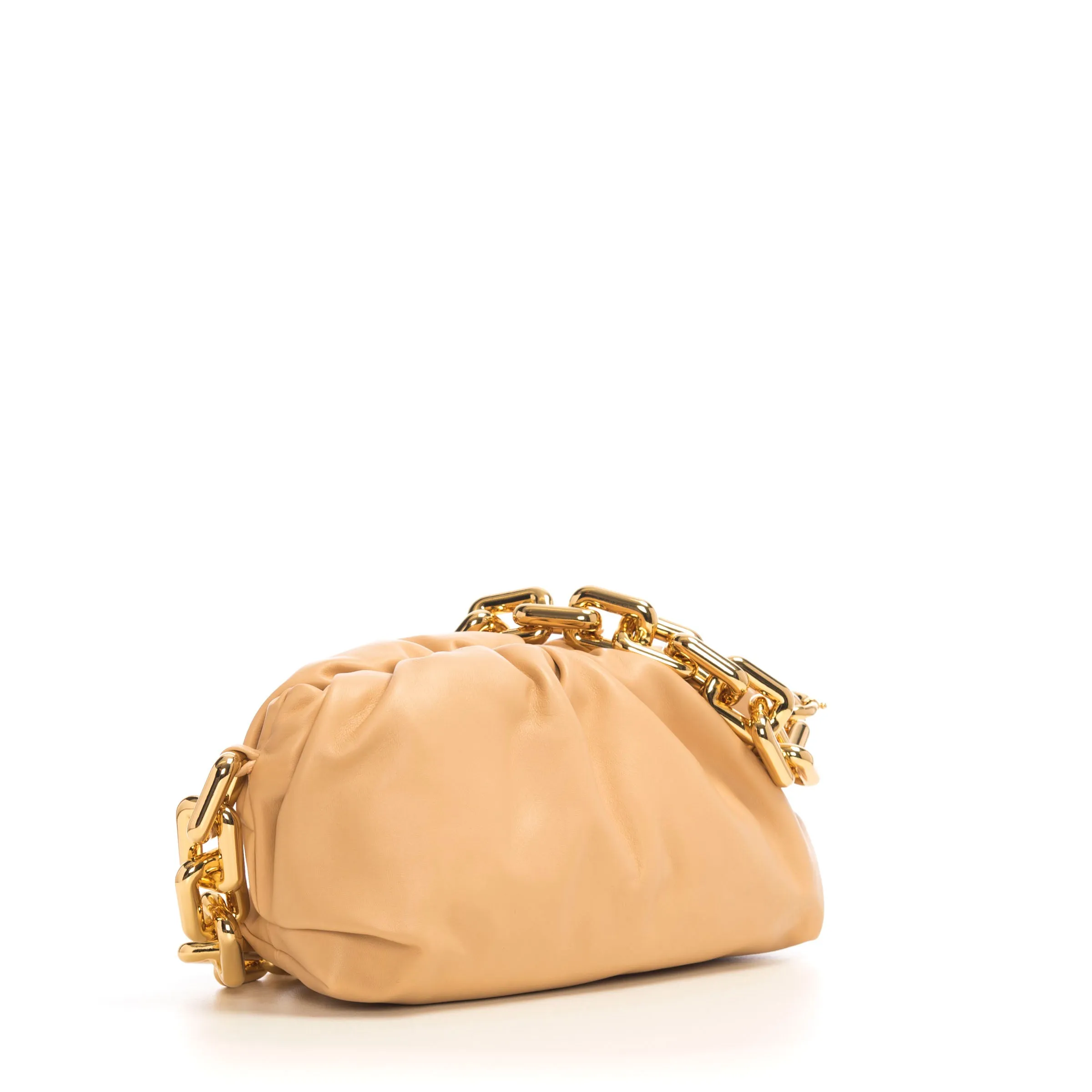 Chain Pouch In Almond Nappa Leather