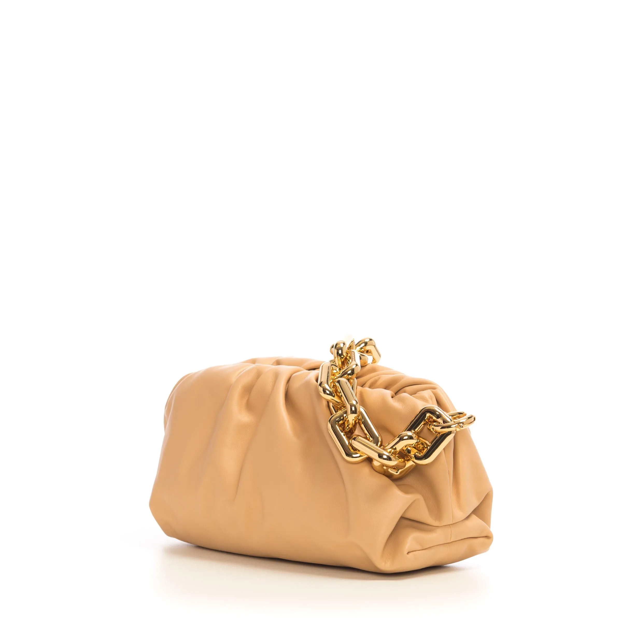 Chain Pouch In Almond Nappa Leather