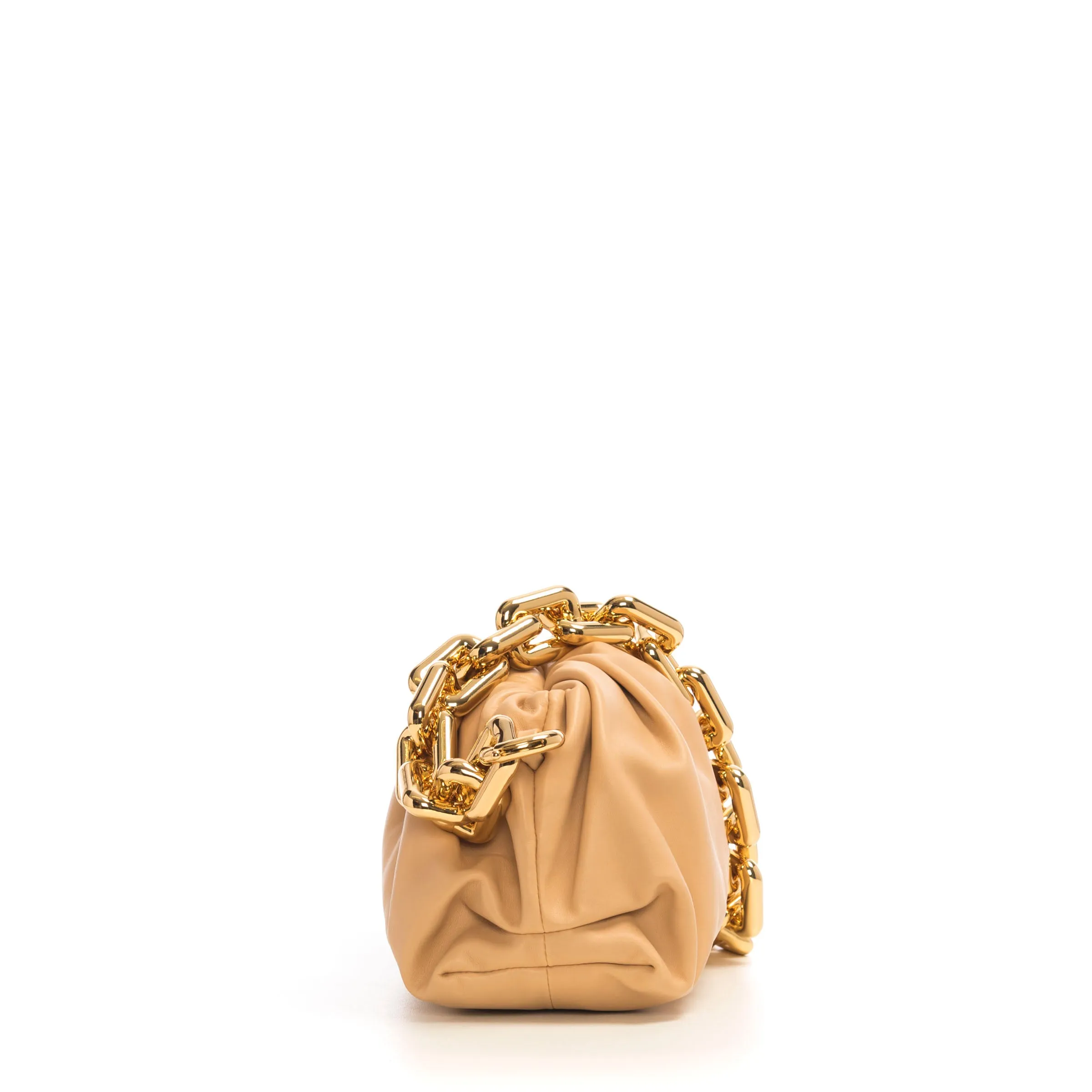 Chain Pouch In Almond Nappa Leather