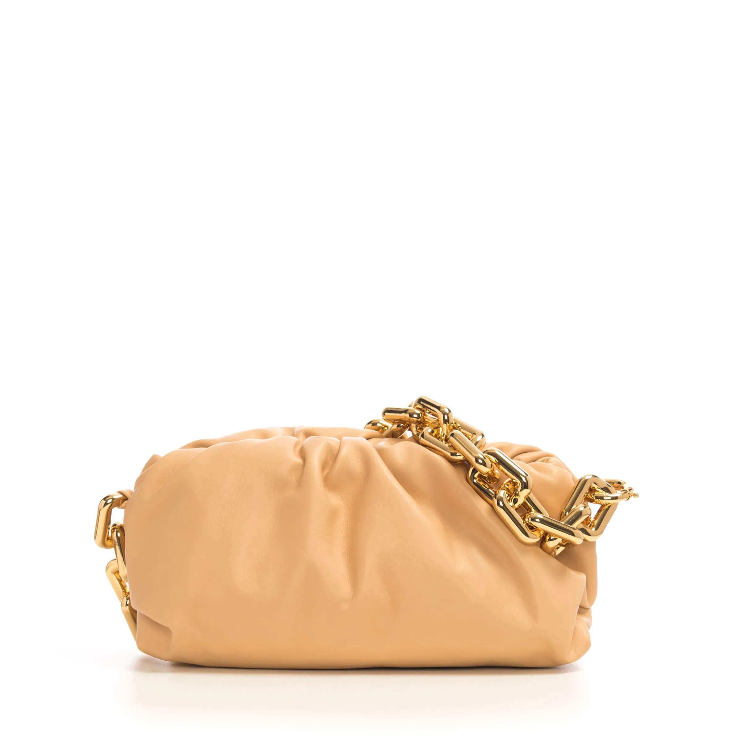Chain Pouch In Almond Nappa Leather