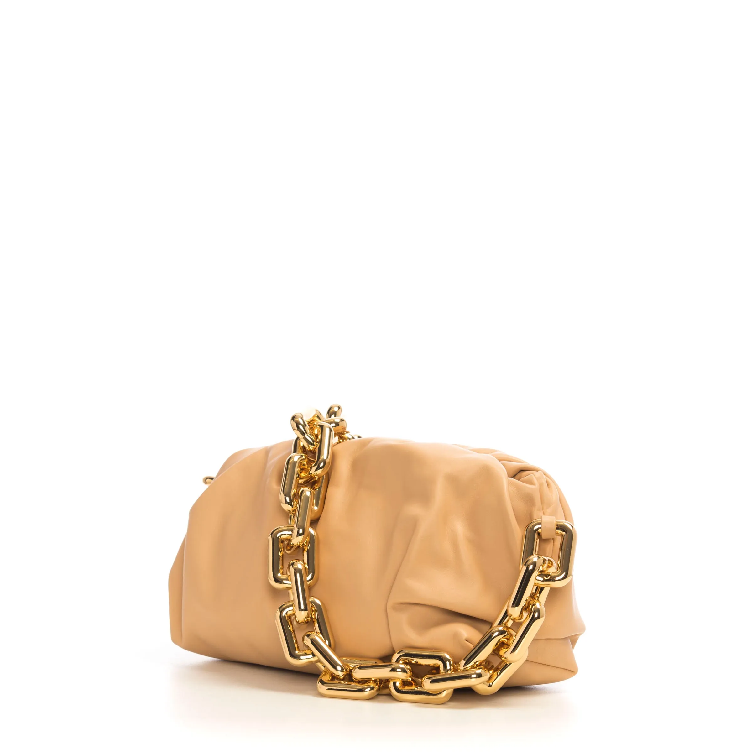 Chain Pouch In Almond Nappa Leather
