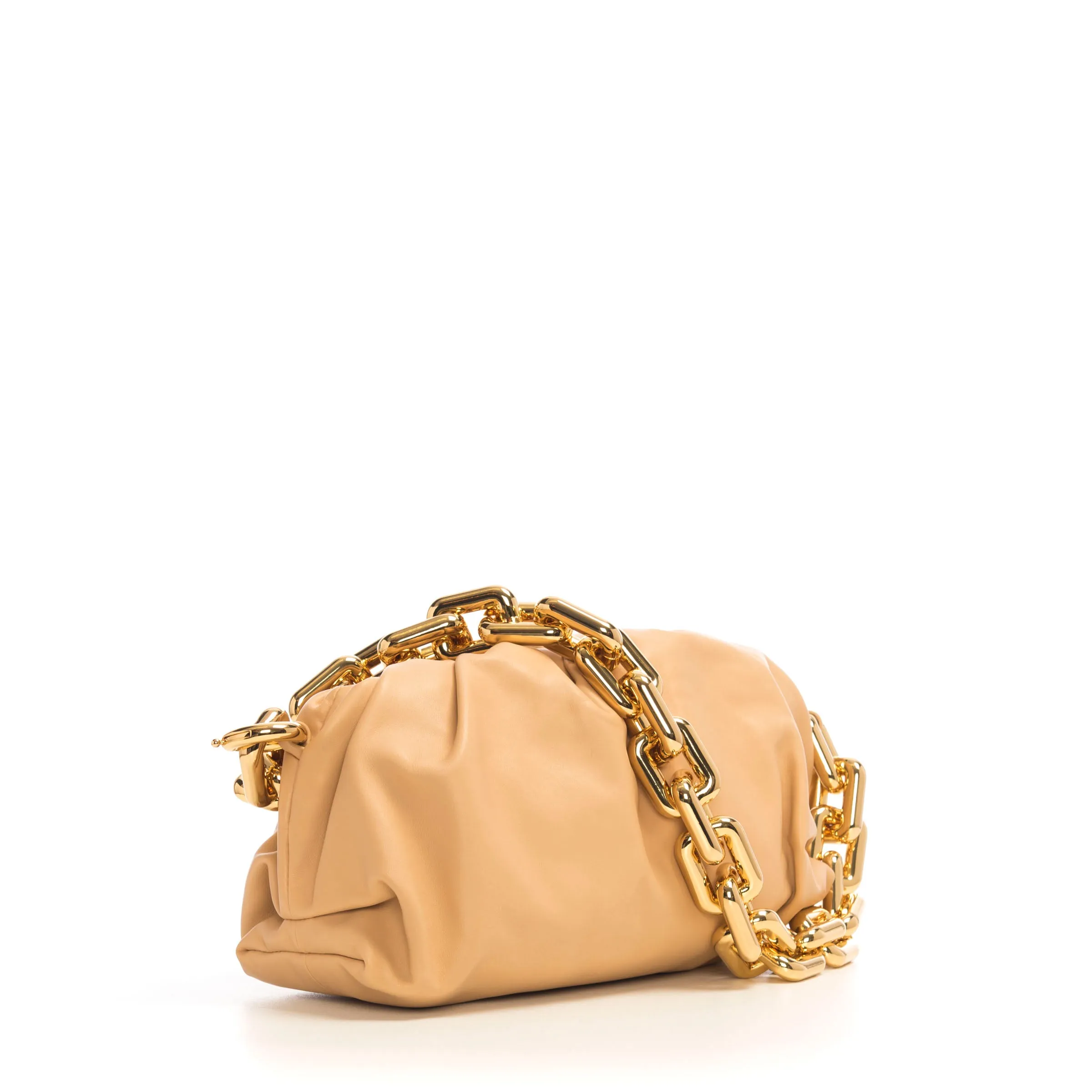 Chain Pouch In Almond Nappa Leather