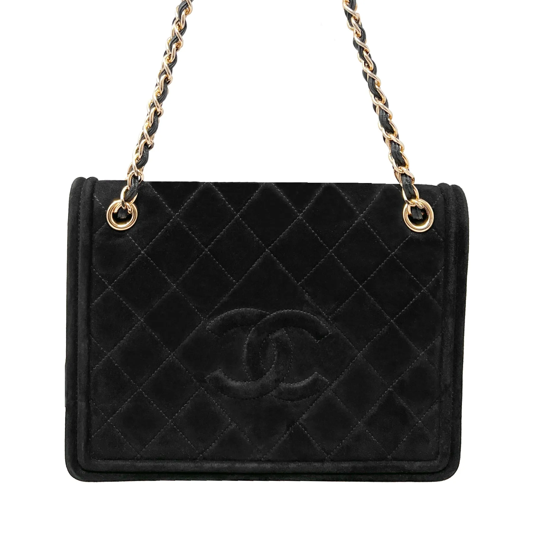 Chanel 1991 Vintage Suede Quilted Flap Bag