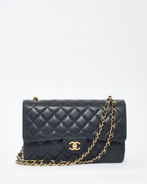 Chanel Black Caviar Leather GHW Jumbo Classic Double Flap Bag