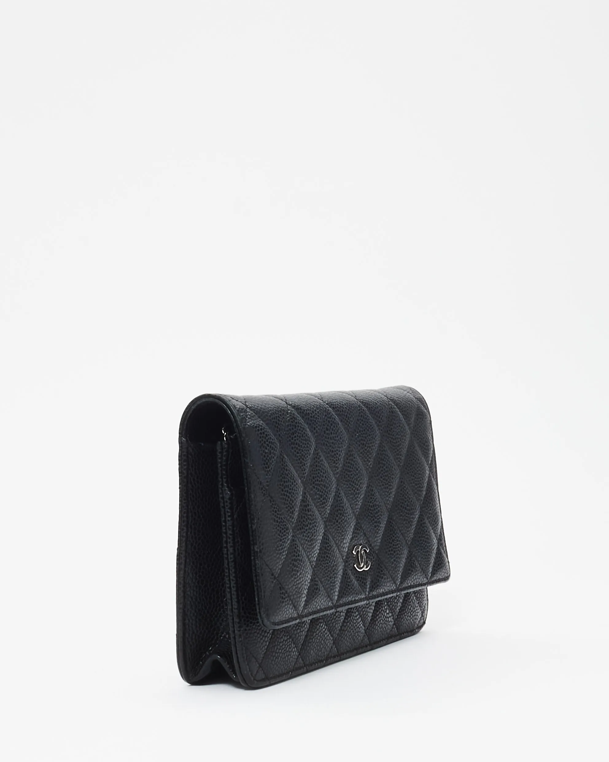 Chanel Black Caviar Leather Wallet On Chain SHW