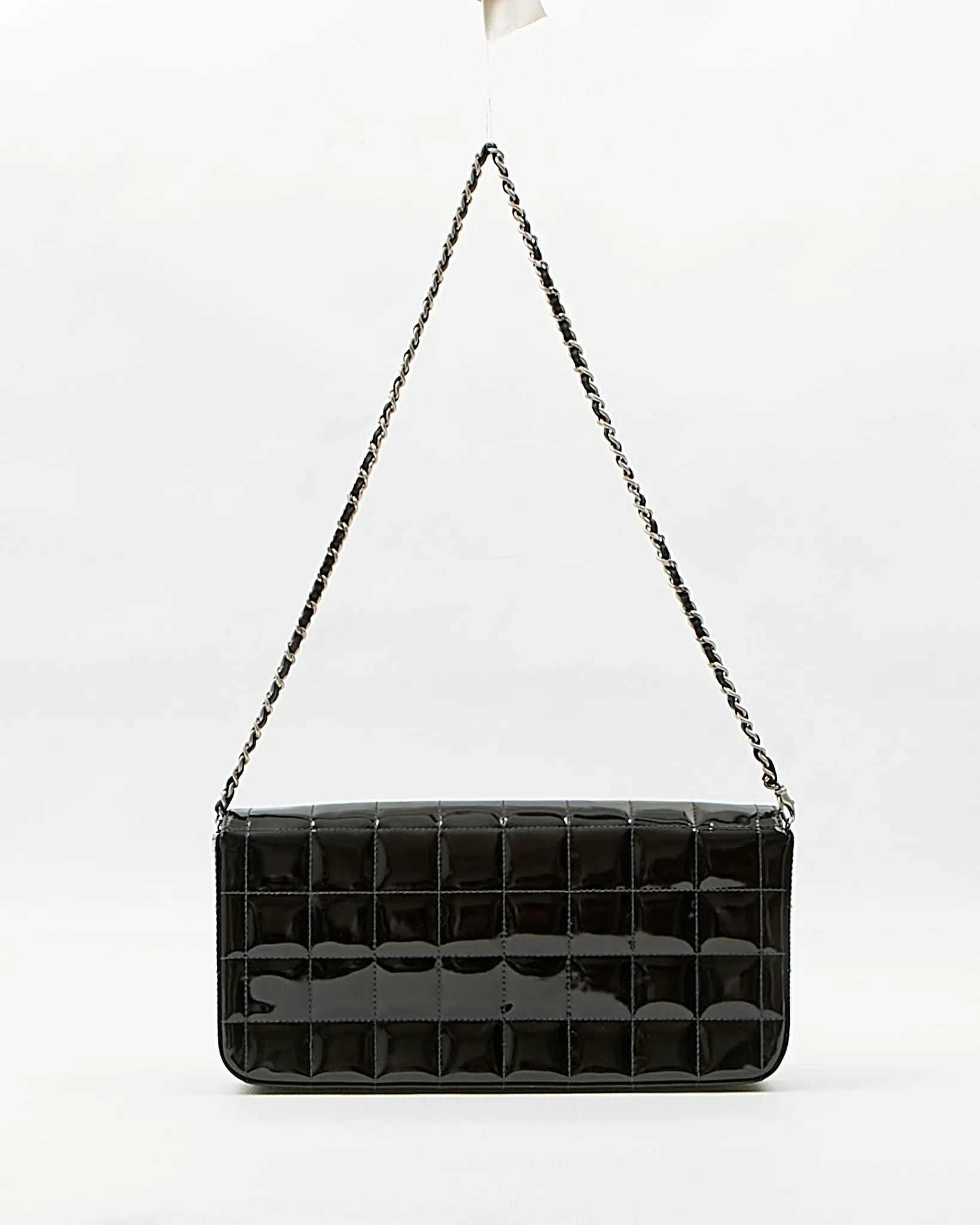 Chanel Black Patent Chocolate Bar Chain Shoulder Bag