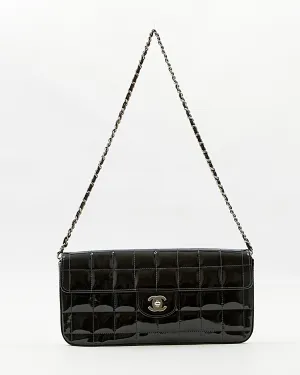 Chanel Black Patent Chocolate Bar Chain Shoulder Bag