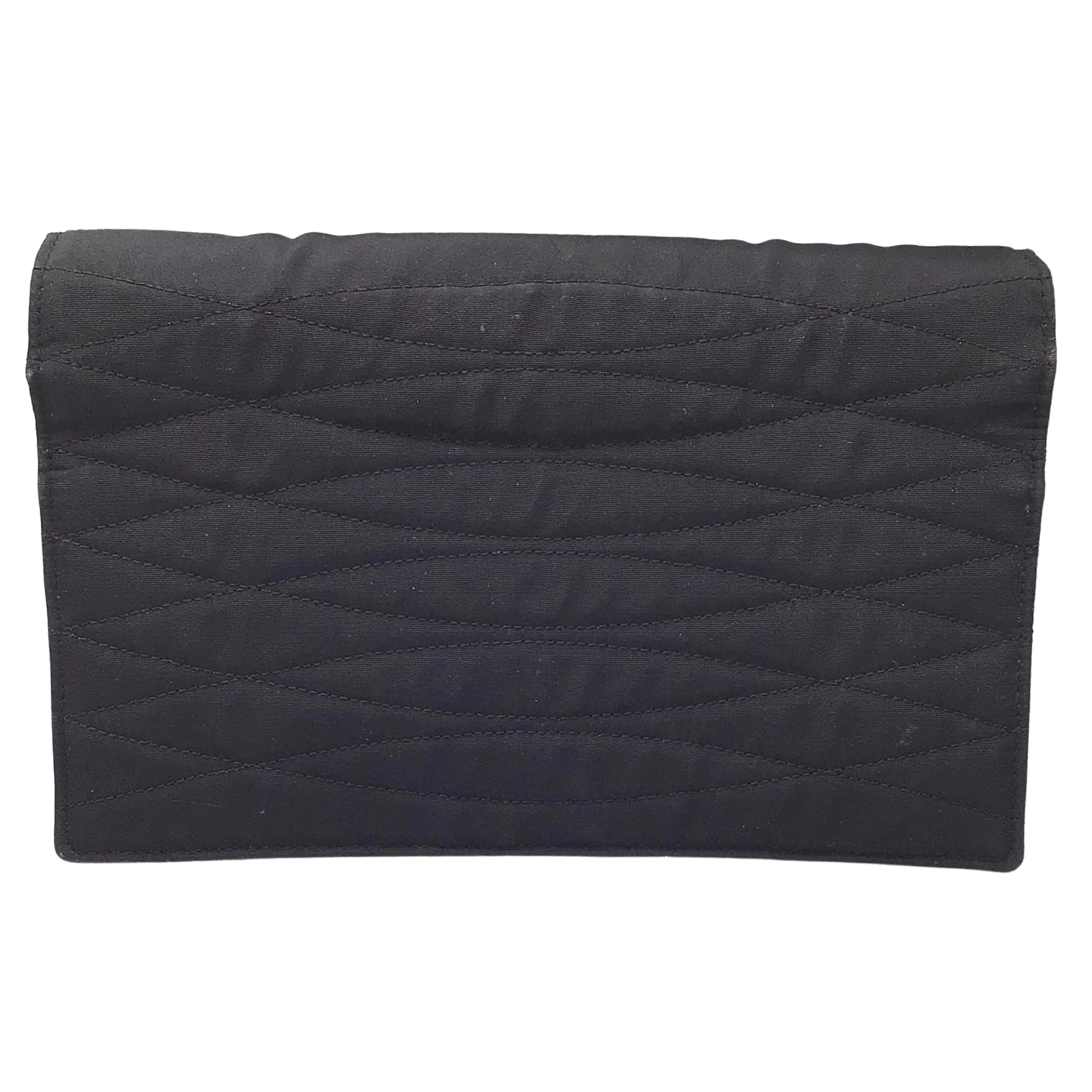 Chanel Black Vintage Early 90's Grosgrain Clutch Bag