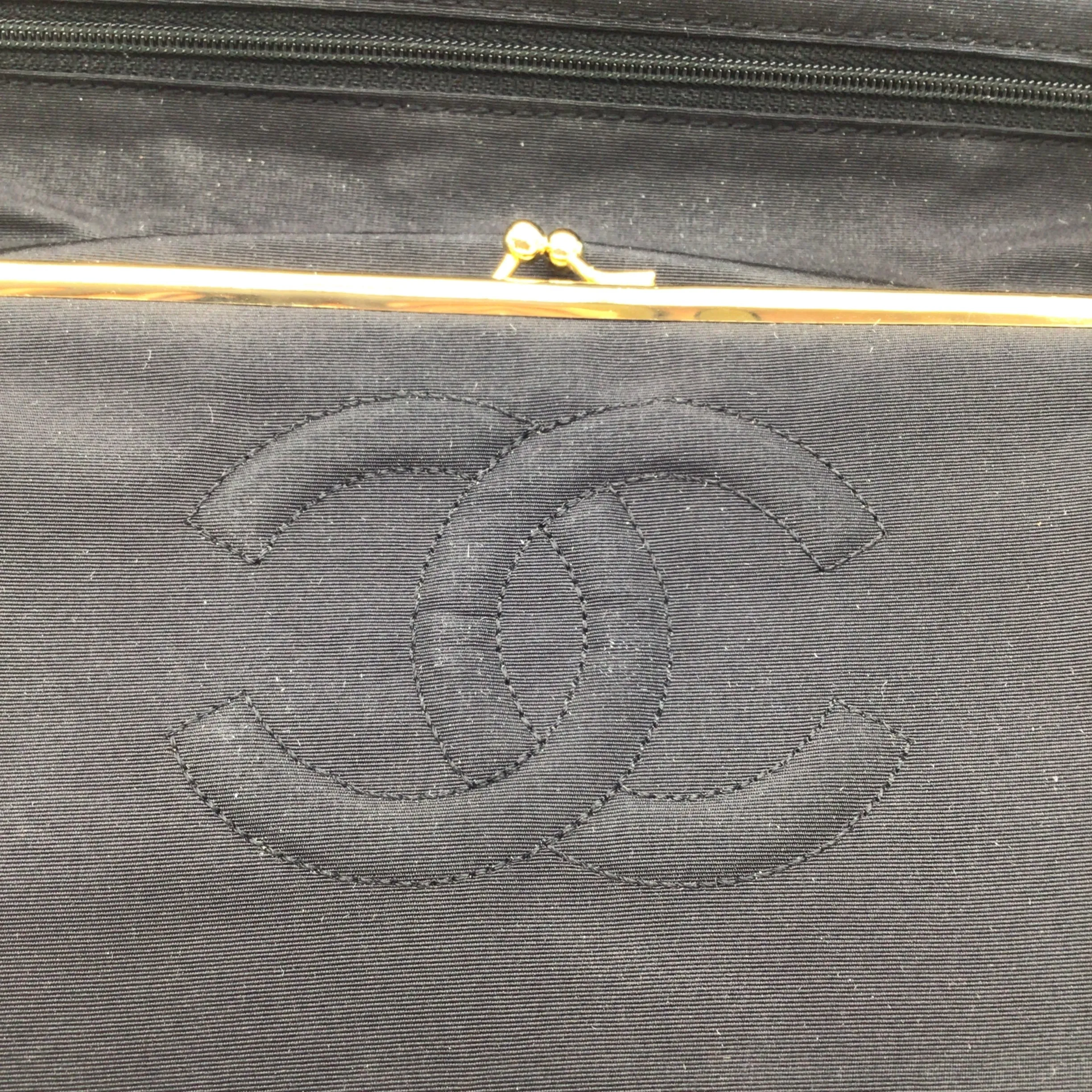 Chanel Black Vintage Early 90's Grosgrain Clutch Bag