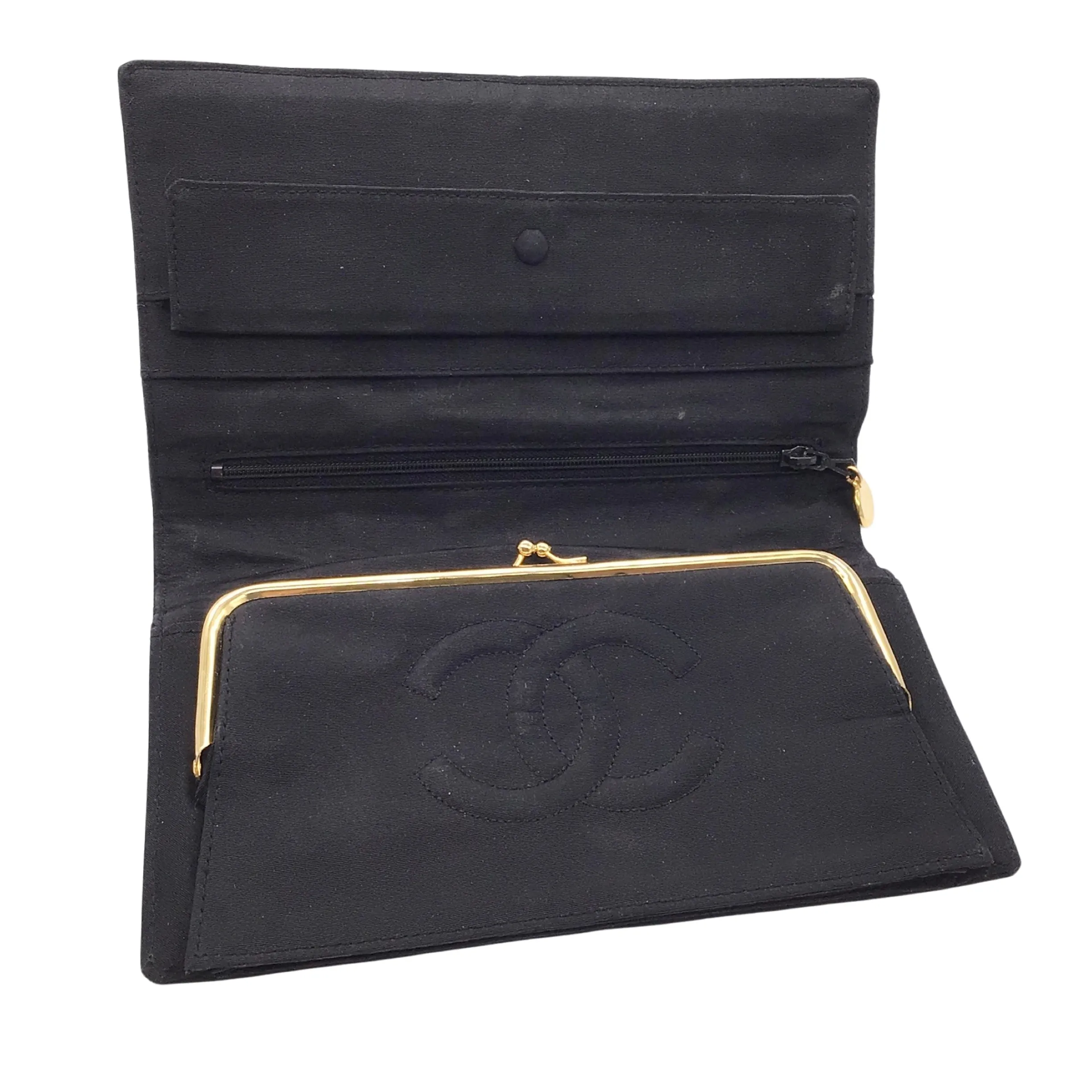 Chanel Black Vintage Early 90's Grosgrain Clutch Bag
