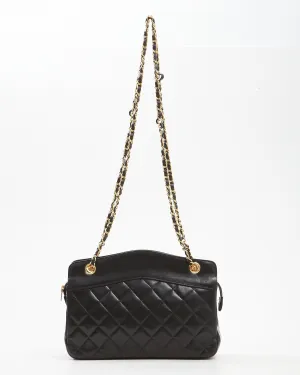 Chanel Black Vintage Lambskin 24K GHW Chain Bag