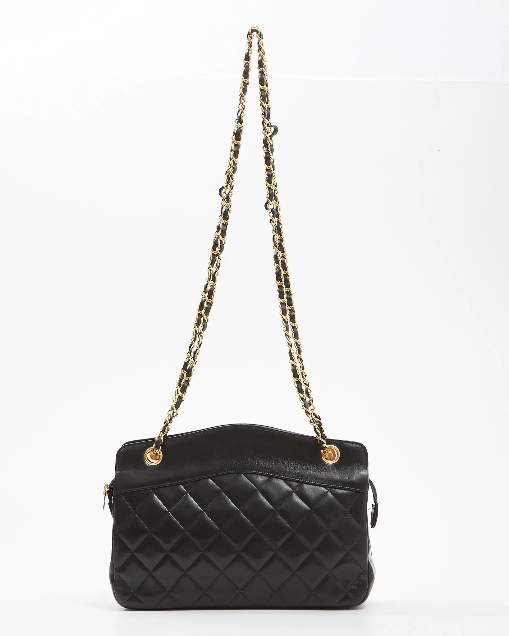 Chanel Black Vintage Lambskin 24K GHW Chain Bag