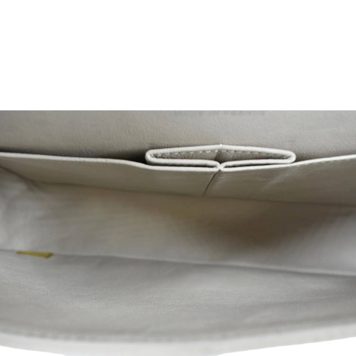 CHANEL Classic Medium Double Flap Quilted Leather Shoulder Bag Ivory