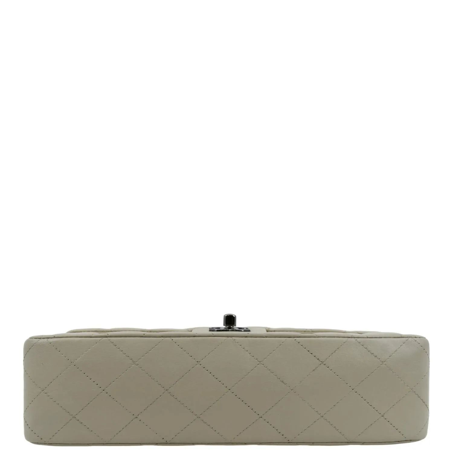 CHANEL Classic Medium Double Flap Quilted Leather Shoulder Bag Ivory