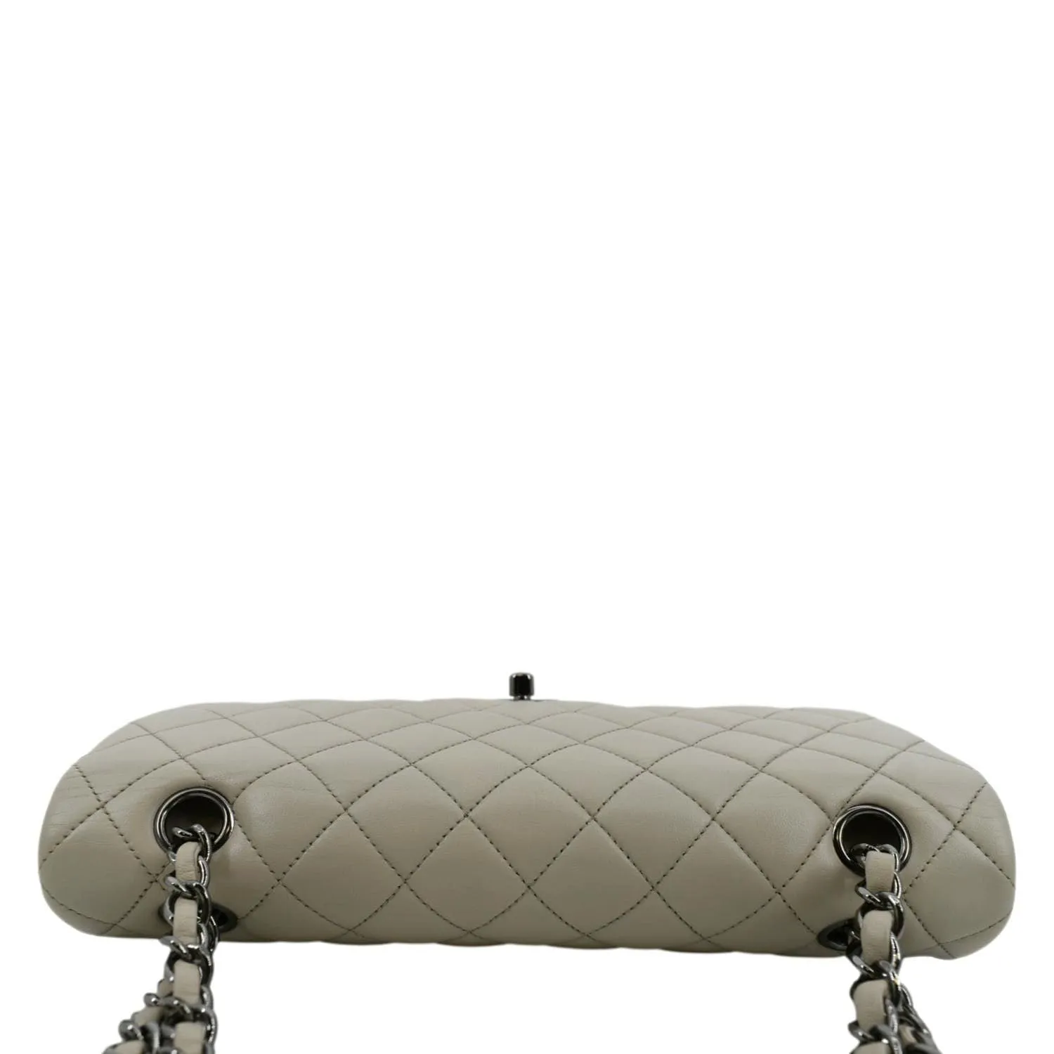 CHANEL Classic Medium Double Flap Quilted Leather Shoulder Bag Ivory