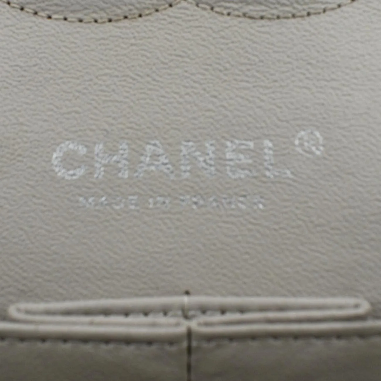 CHANEL Classic Medium Double Flap Quilted Leather Shoulder Bag Ivory