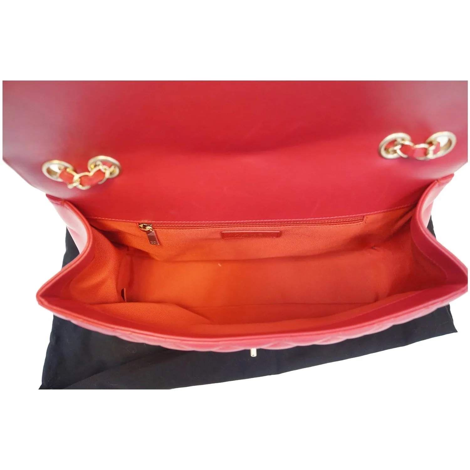 CHANEL Jumbo Classic Single Flap Lambskin Leather Shoulder Bag Red