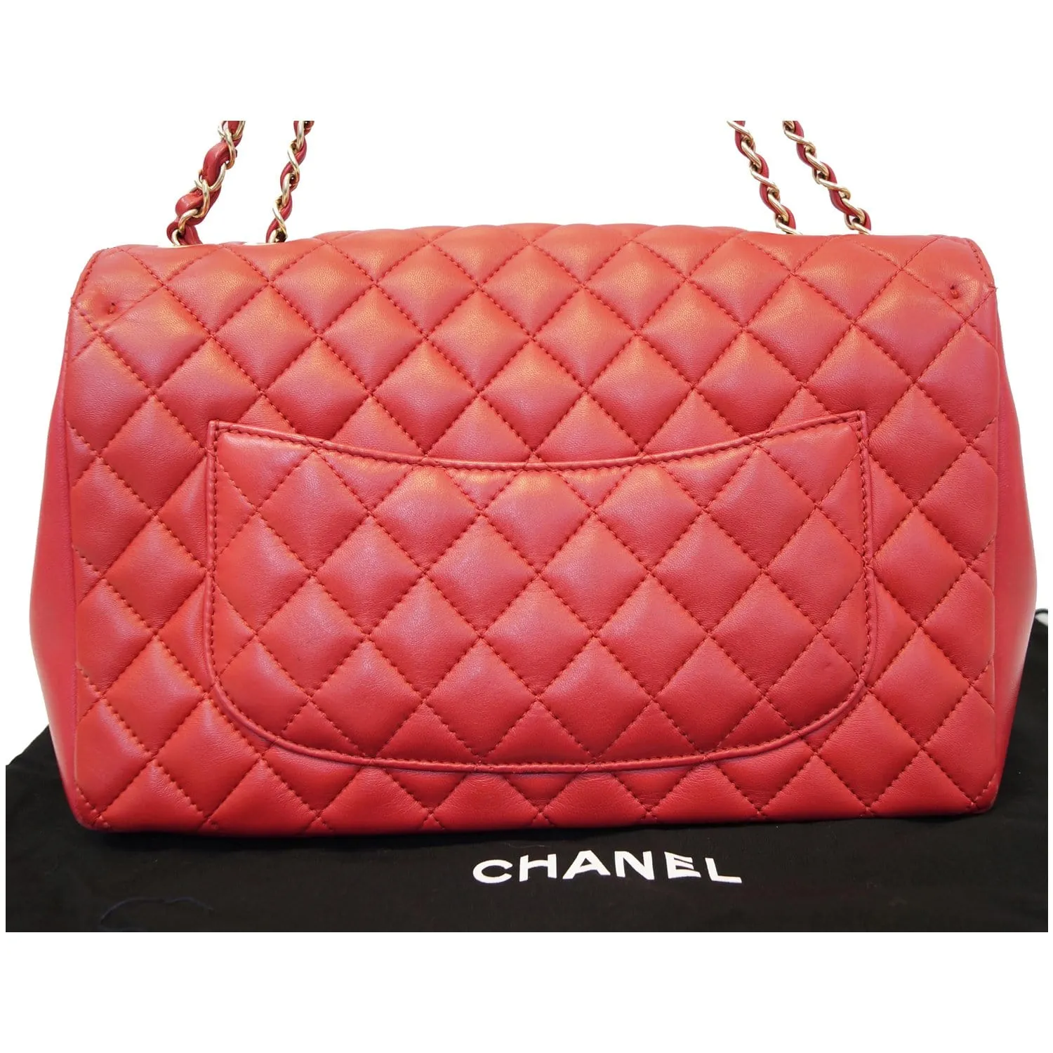 CHANEL Jumbo Classic Single Flap Lambskin Leather Shoulder Bag Red