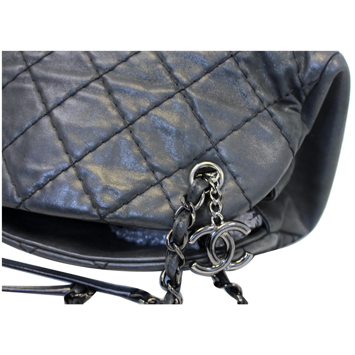 CHANEL Just Mademoiselle Calfskin Leather Bowling Bag Black