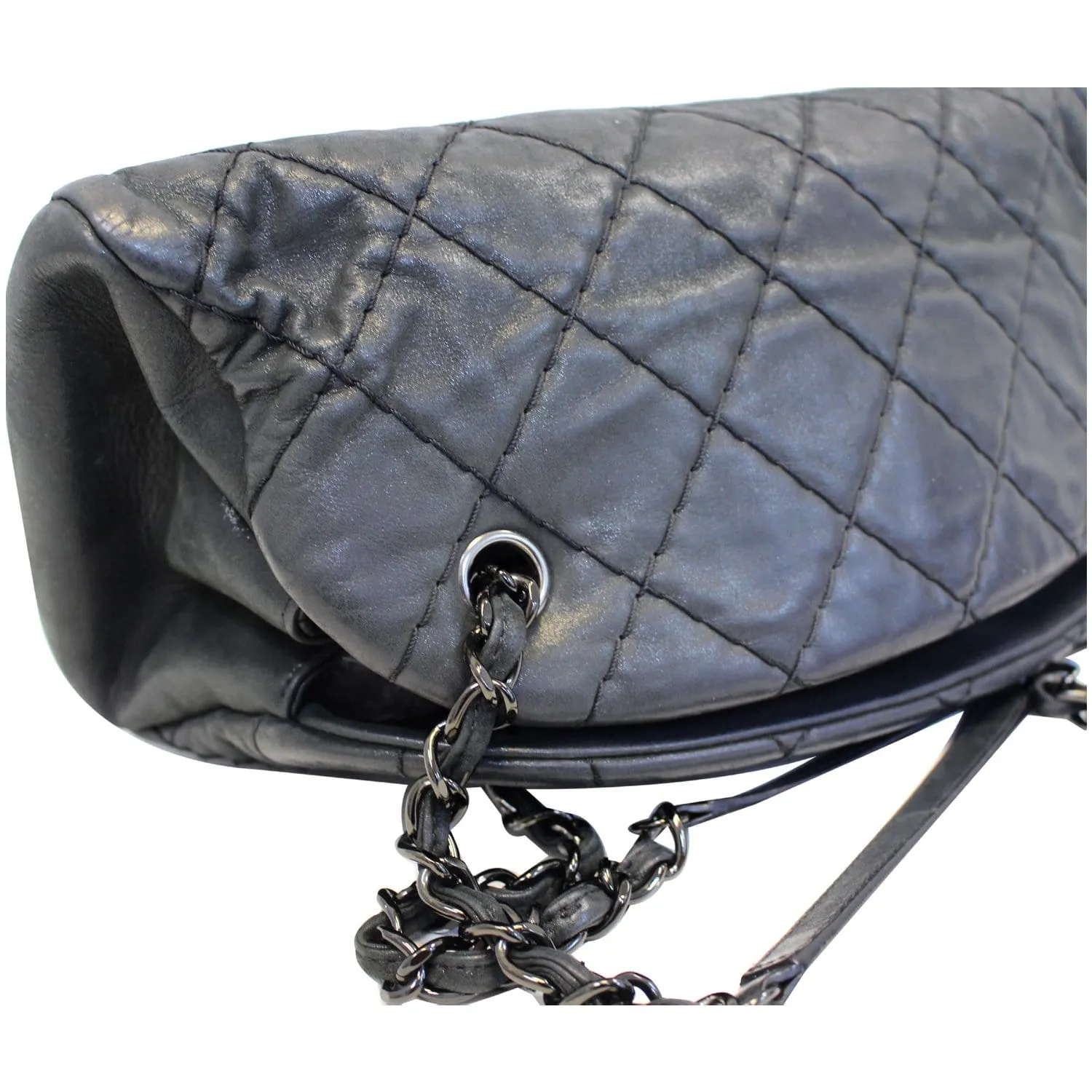 CHANEL Just Mademoiselle Calfskin Leather Bowling Bag Black
