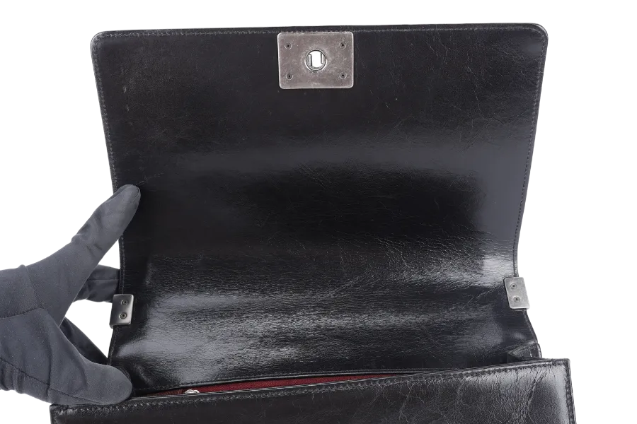 CHANEL LEBOY OLD MEDIUM BLACK LAMBSKIN RUTHENIUM HARDWARE (2057xxxx) WITH CARD AND DUST COVER