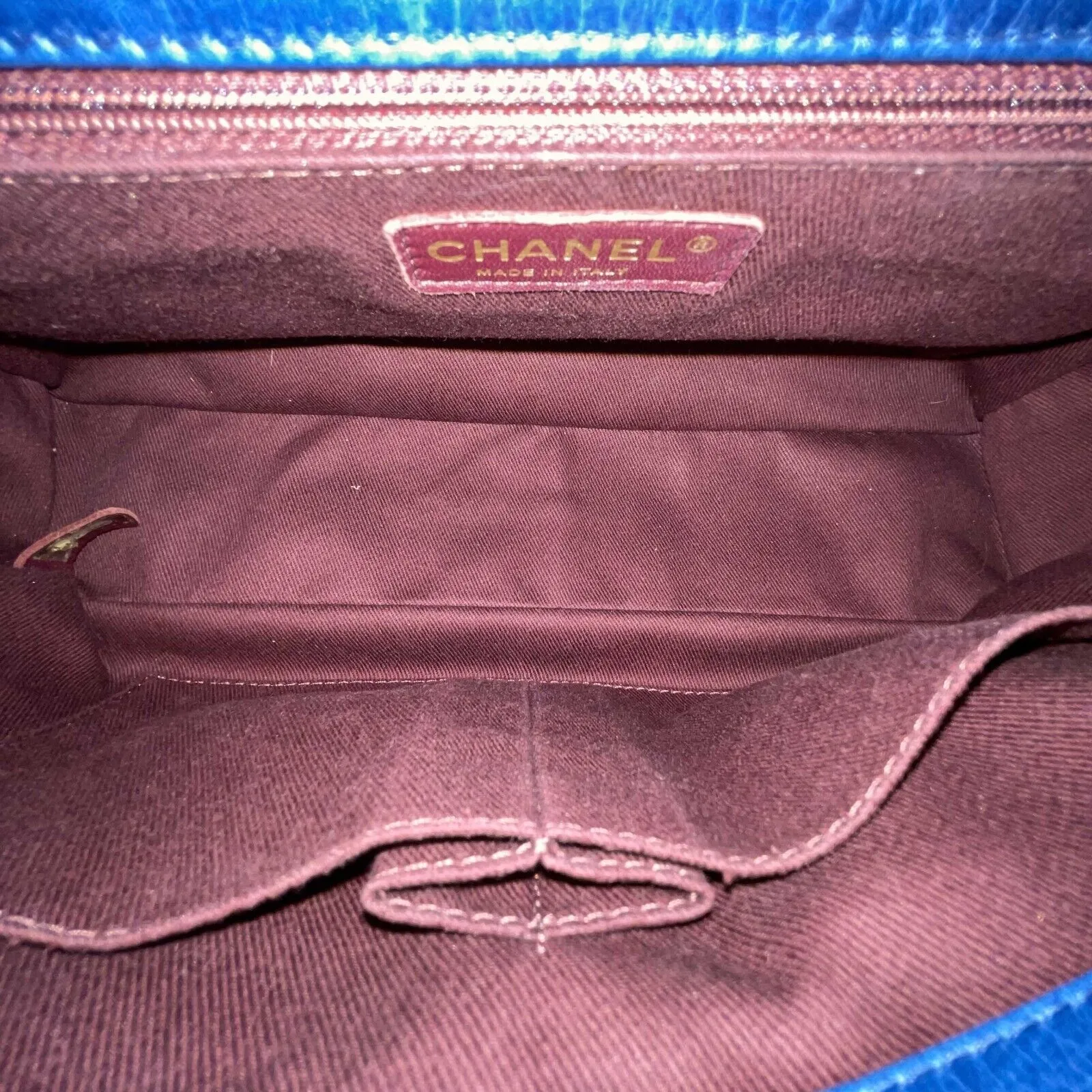 CHANEL - Teal CC Single Castlerock Flap / Top Handle Large Leather Shoulder Bag