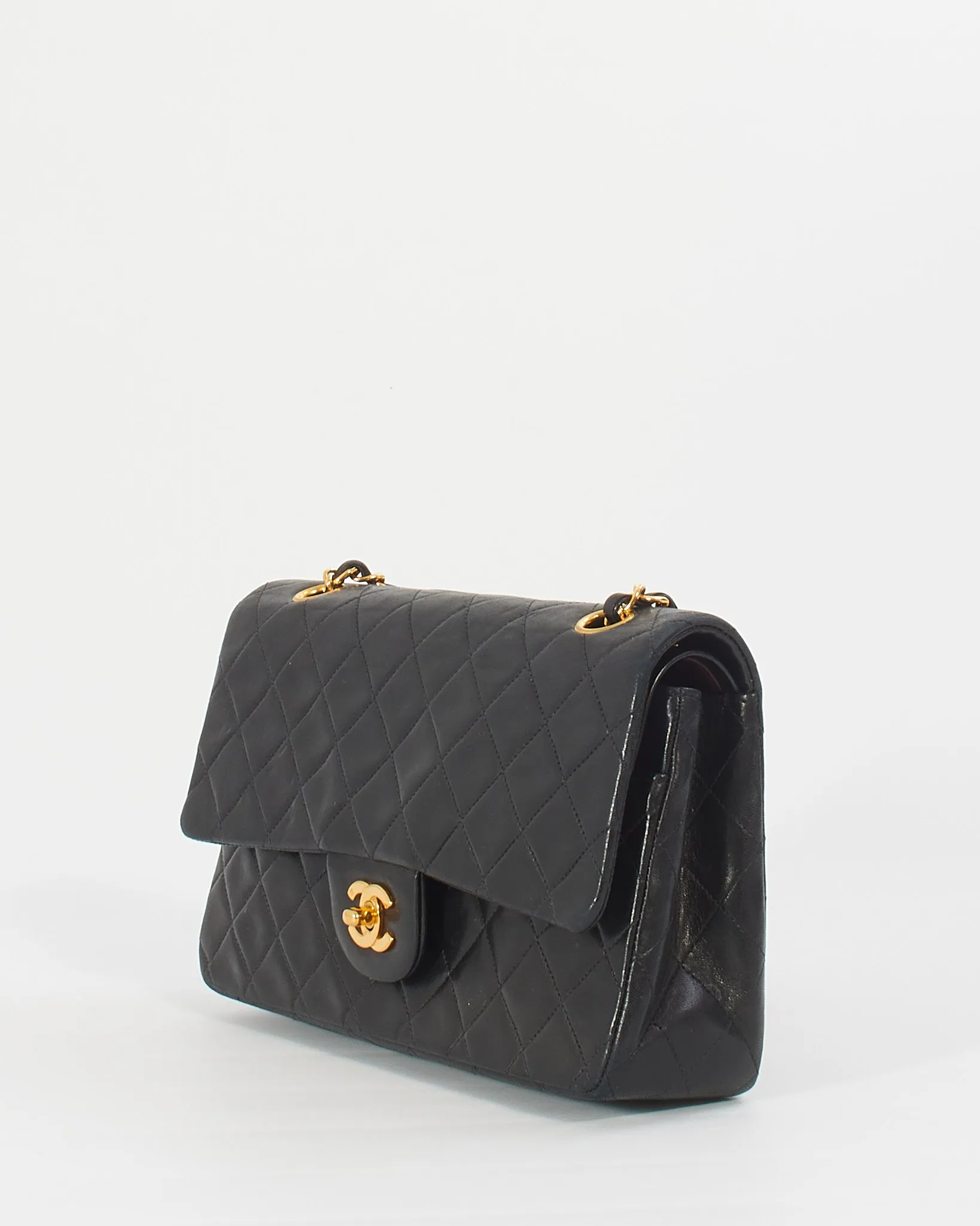 Chanel Vintage Black Lambskin Classic Medium Flap Bag with GHW