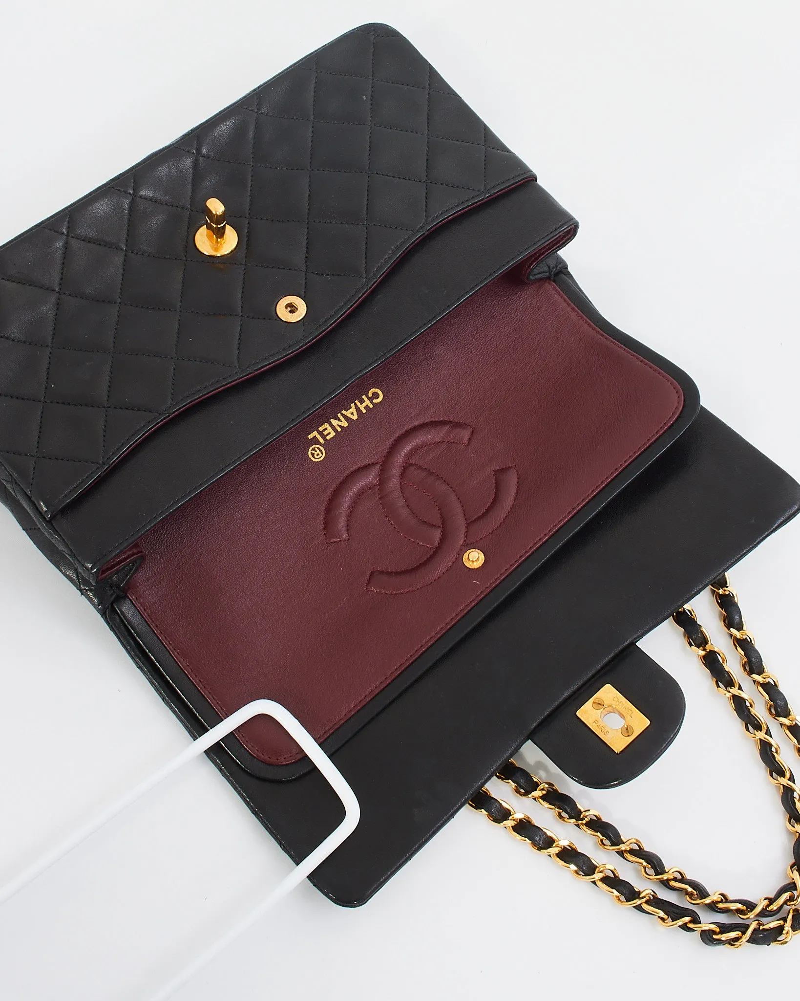 Chanel Vintage Black Lambskin Classic Medium Flap Bag with GHW