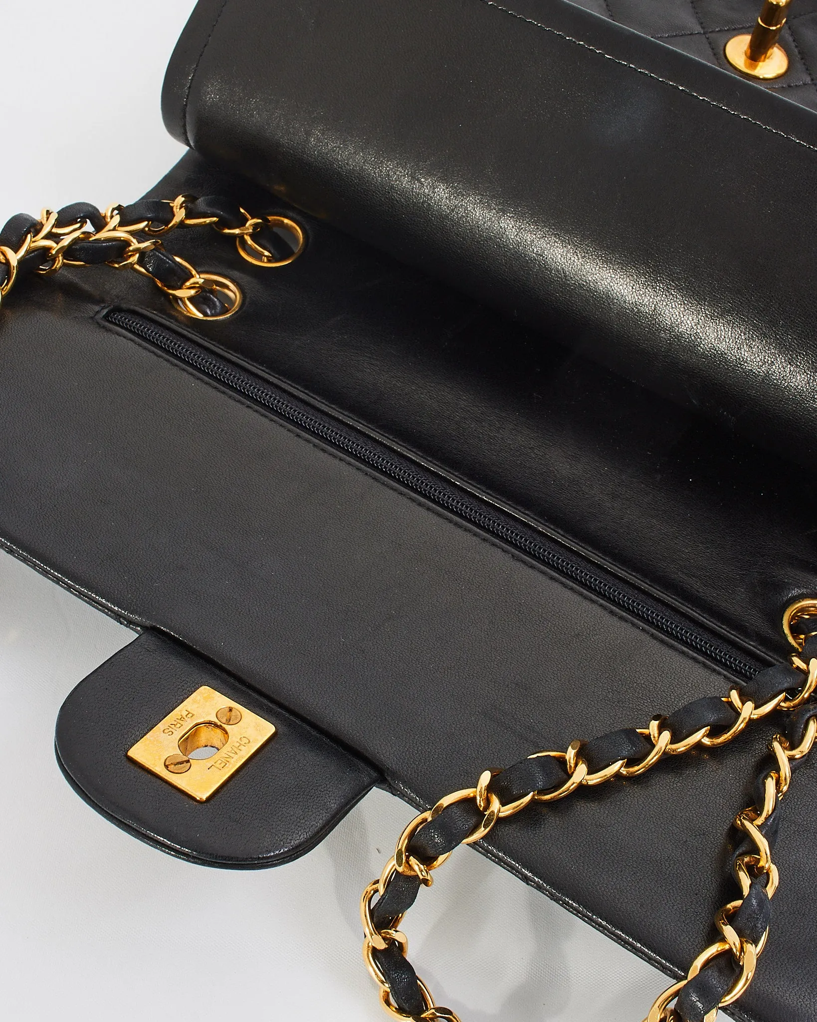 Chanel Vintage Black Lambskin Classic Medium Flap Bag with GHW
