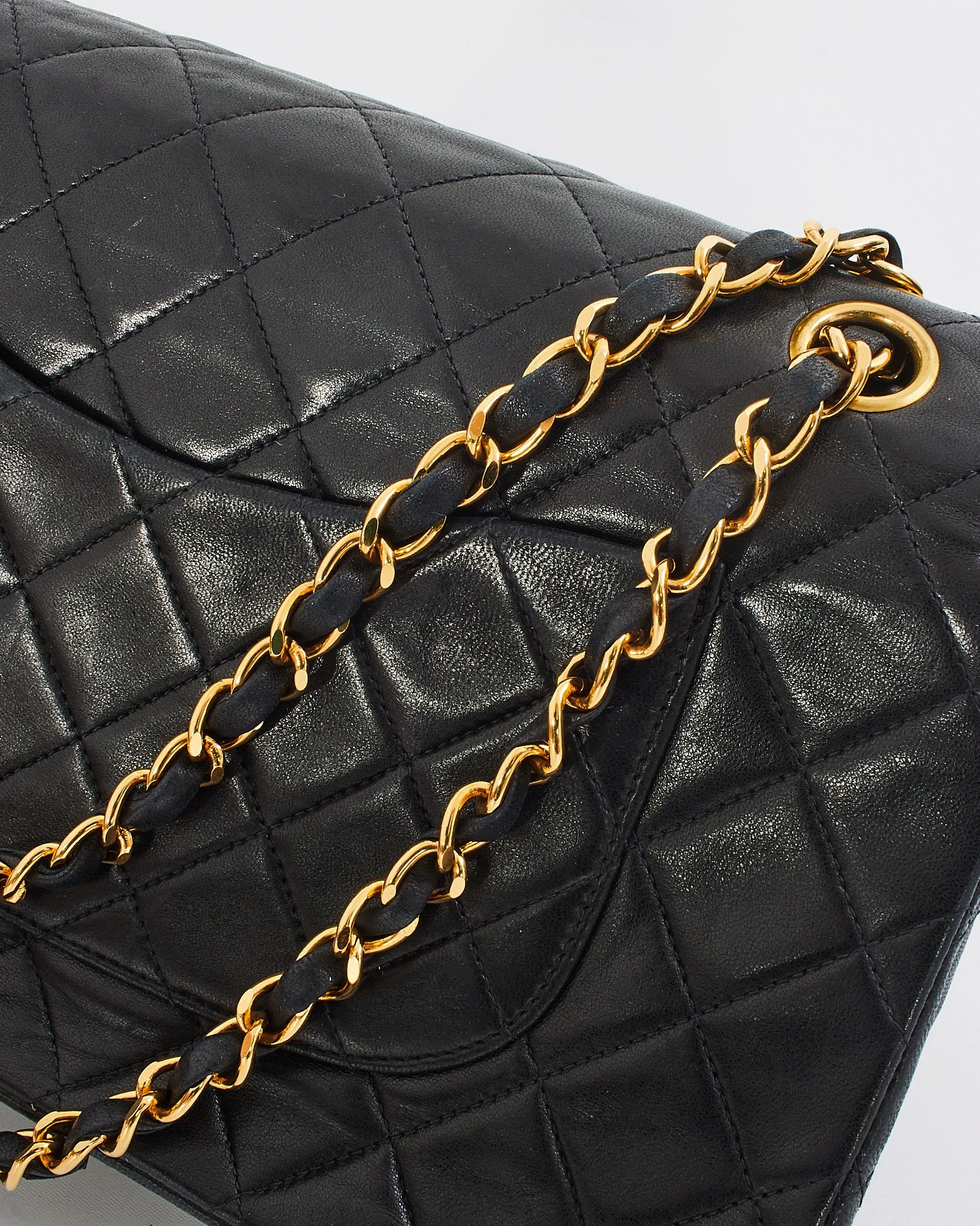 Chanel Vintage Black Lambskin Classic Medium Flap Bag with GHW