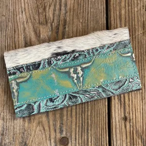Checkbook Cover - Black & White w/ Margarita skulls