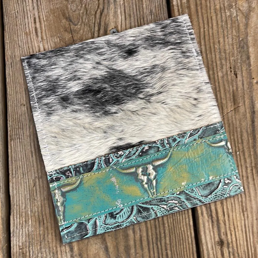 Checkbook Cover - Black & White w/ Margarita skulls