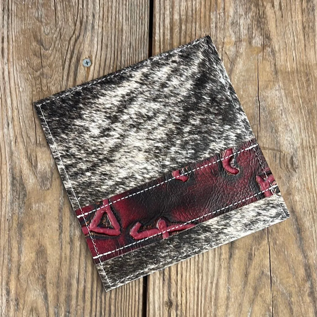 Checkbook Cover - Brindle w/ Red Brands