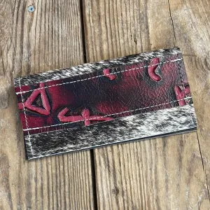 Checkbook Cover - Brindle w/ Red Brands