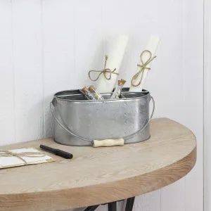Cheung's FP-4049 Metal Gray Utensil Holder with 6 slots and Wood Grip Handle, Silver