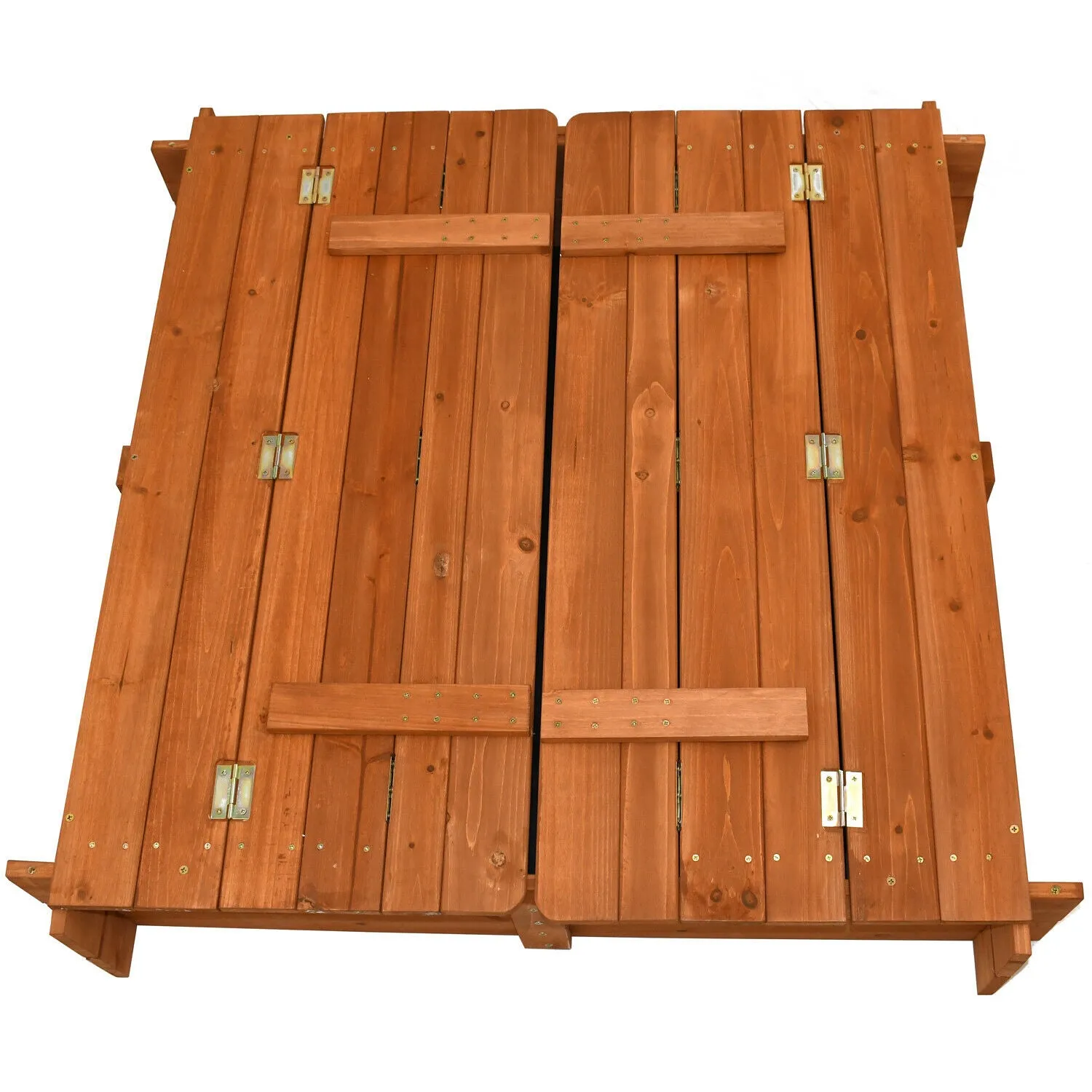 Childrens Non-Allergenic Pre-Treated Wooden Sandpit with Lid and Seats | Outdoor Kids Sand Pit  3-8 years | 96 x 96cm