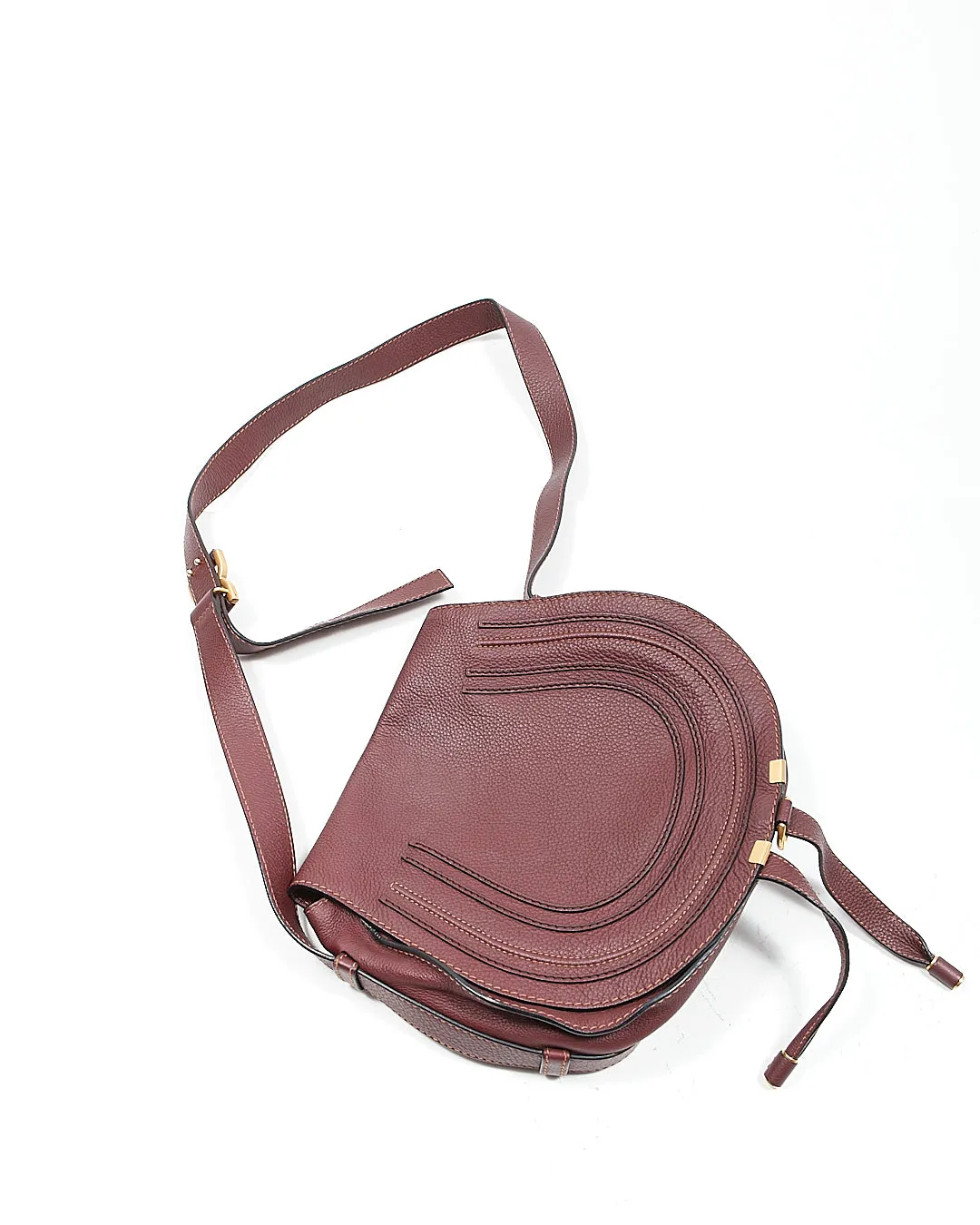 Chloe Burgundy Leather Marcie Medium Crossbody Bag