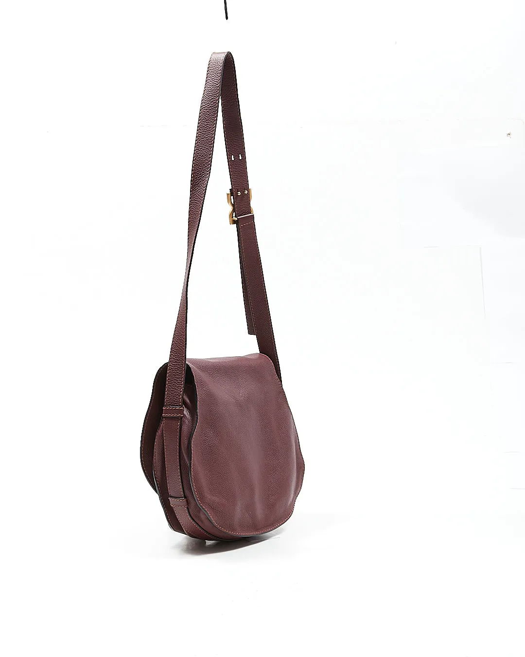Chloe Burgundy Leather Marcie Medium Crossbody Bag