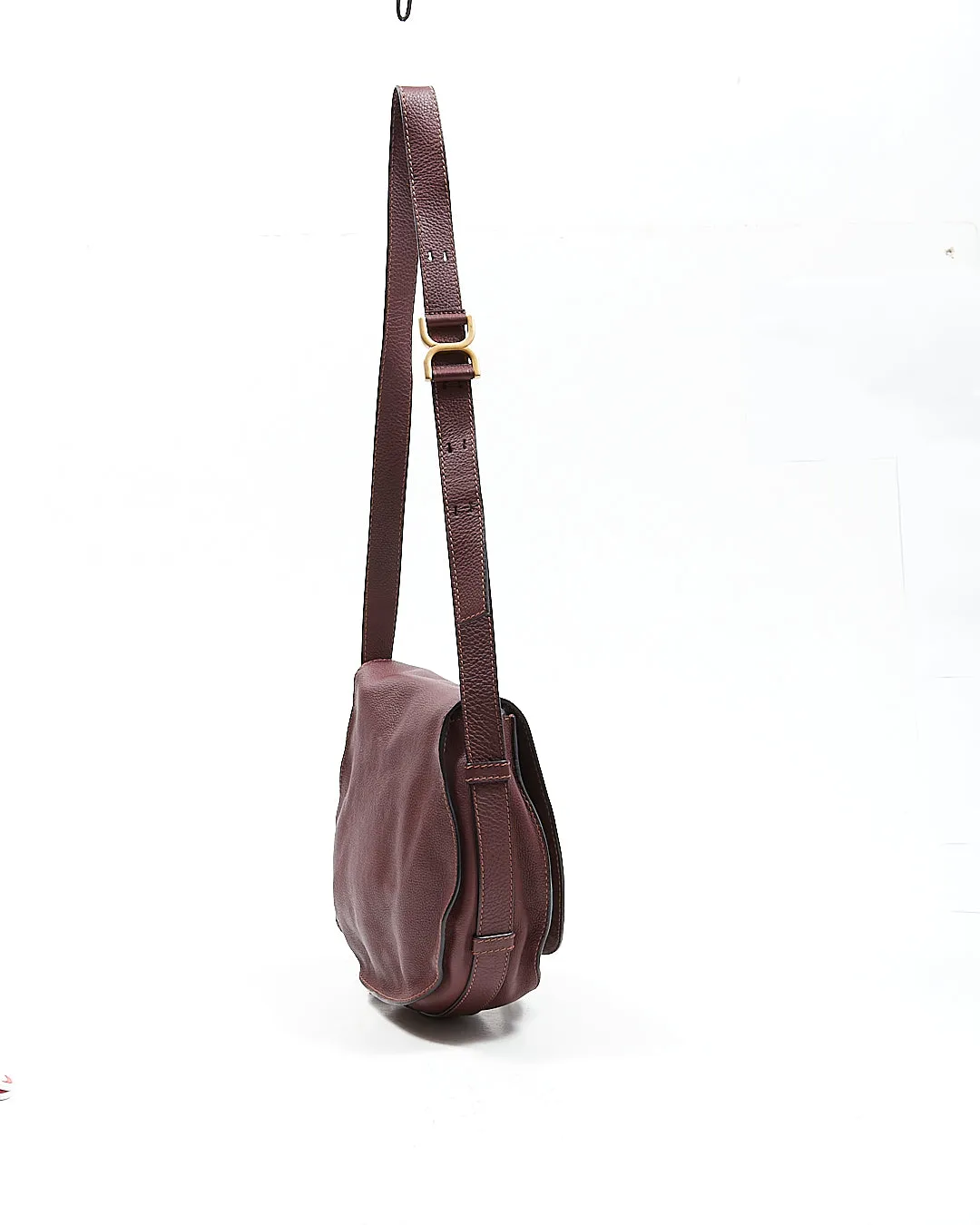 Chloe Burgundy Leather Marcie Medium Crossbody Bag
