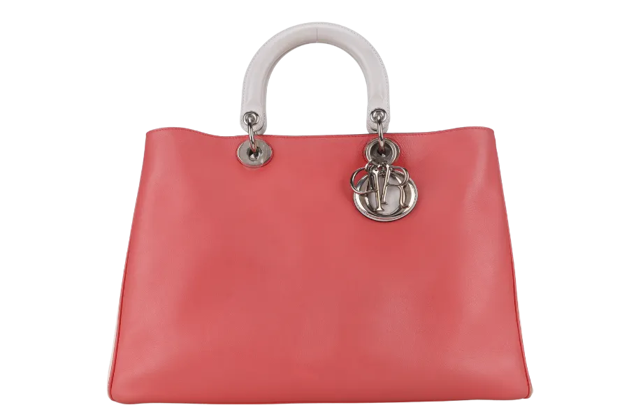 CHRISTIAN DIOR DIORSSIMO TRI COLOR LAMBSKIN BAG SILVER HARDWARE (09-MA-1112) WITH POUCH, STRAPS AND DUST COVER