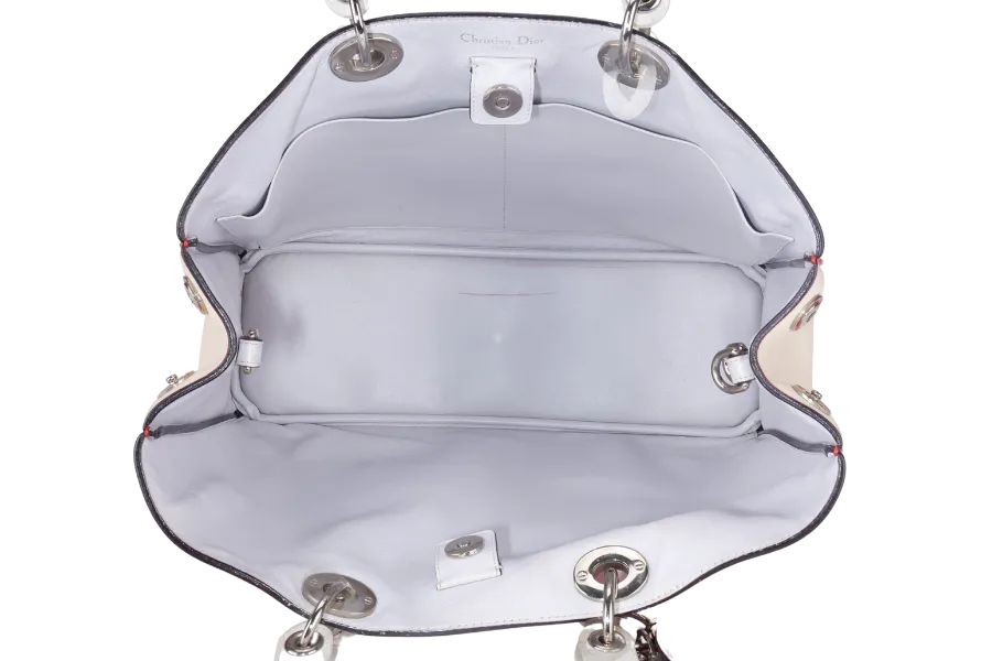 CHRISTIAN DIOR DIORSSIMO TRI COLOR LAMBSKIN BAG SILVER HARDWARE (09-MA-1112) WITH POUCH, STRAPS AND DUST COVER