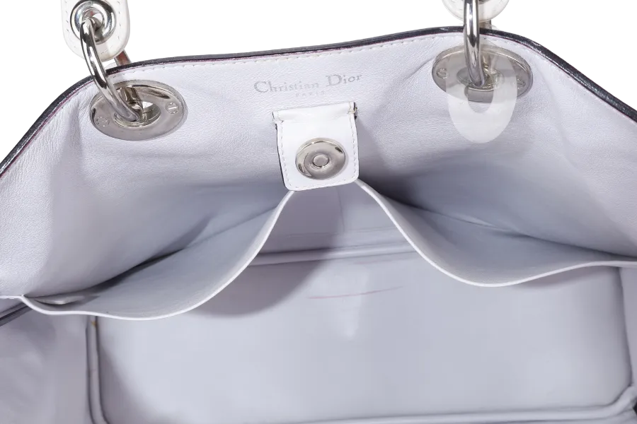 CHRISTIAN DIOR DIORSSIMO TRI COLOR LAMBSKIN BAG SILVER HARDWARE (09-MA-1112) WITH POUCH, STRAPS AND DUST COVER
