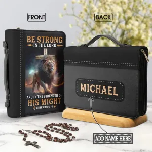 Christianart Bible Cover, Majestic Lion Bible Cover - 'Be Strong in the Lord' Ephesians 6:10, CABBBCV04020324.