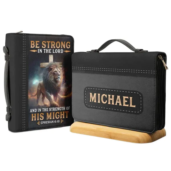Christianart Bible Cover, Majestic Lion Bible Cover - 'Be Strong in the Lord' Ephesians 6:10, CABBBCV04020324.
