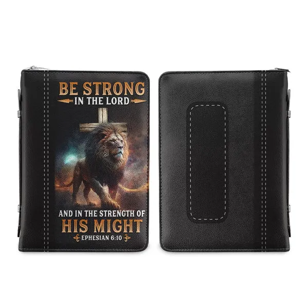 Christianart Bible Cover, Majestic Lion Bible Cover - 'Be Strong in the Lord' Ephesians 6:10, CABBBCV04020324.