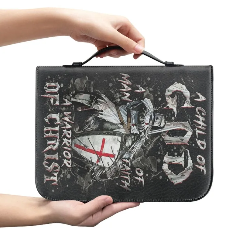 CHRISTIANARTBAG Bible Cover - A Child Of GOD A Man Of Faith A Warrior Of Christ - Armor of God Bible Cover - Personalized Bible Cover, CABBBCV0119924.