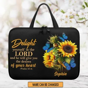 Christianartbag Laptop Bag, Delight Yourself In The Lord Laptop Bag, Personalized Laptop Bag, Laptop Bag, CABLTB07180823.