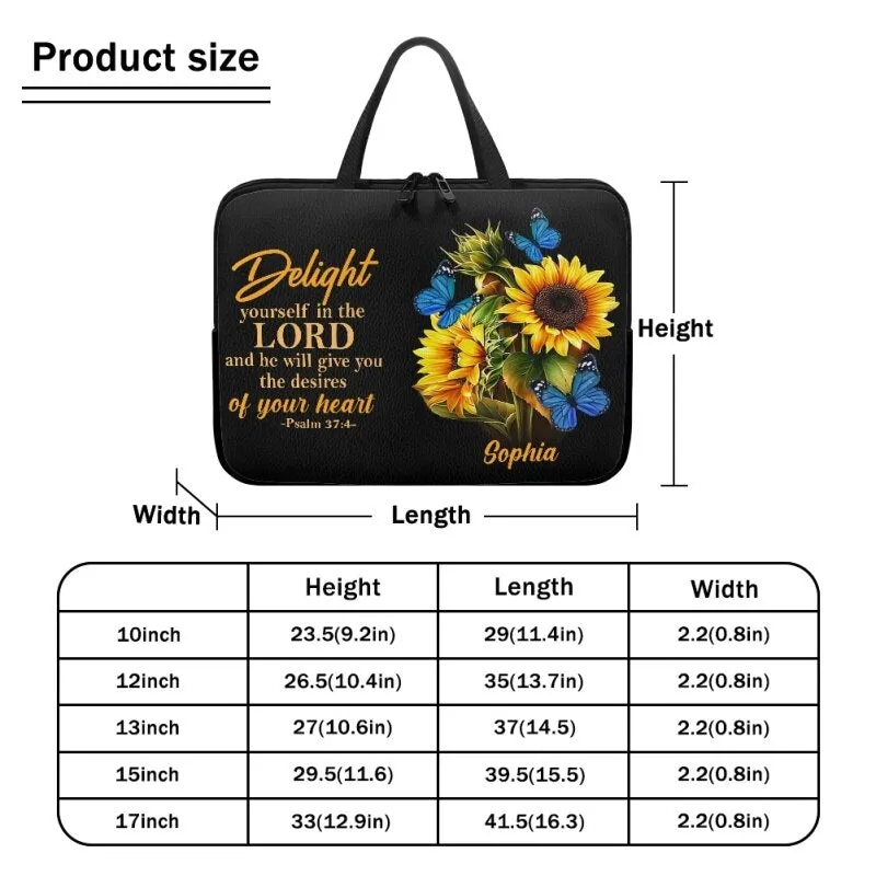 Christianartbag Laptop Bag, Delight Yourself In The Lord Laptop Bag, Personalized Laptop Bag, Laptop Bag, CABLTB07180823.
