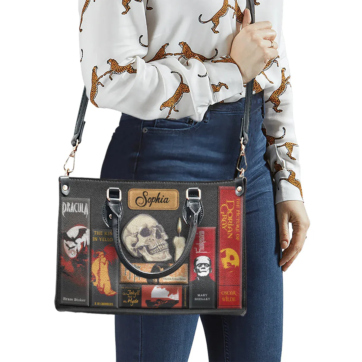 Christianartbag Novel Bags, Personalized Leather Handbags for Literary Enthusiasts, Horror Leather Handbag, CABHN01281223.