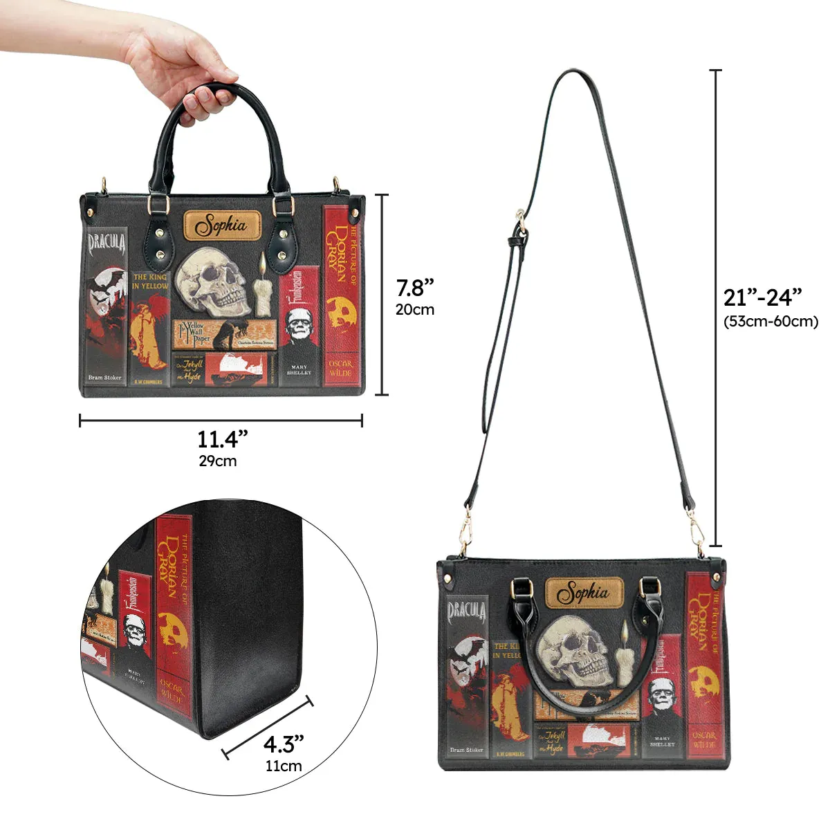 Christianartbag Novel Bags, Personalized Leather Handbags for Literary Enthusiasts, Horror Leather Handbag, CABHN01281223.